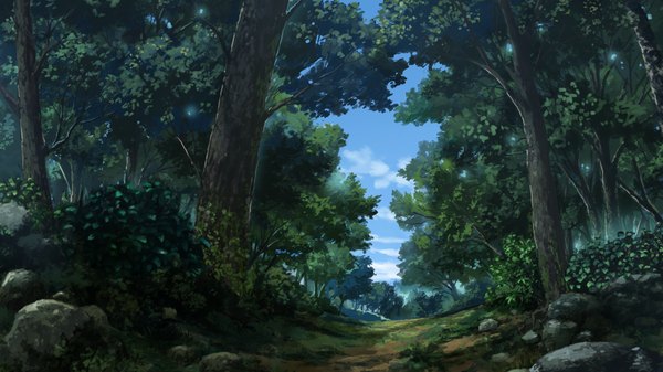 Anime picture 1280x720 with hyakka ryouran elixir senomoto hisashi wide image game cg landscape nature plant (plants) tree (trees) forest