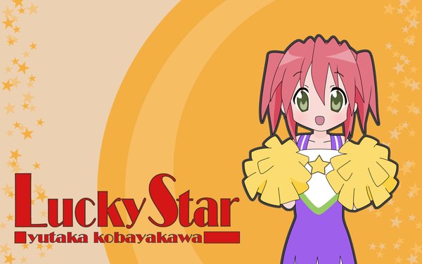Anime picture 1920x1200 with lucky star kyoto animation kobayakawa yutaka single highres short hair wide image green eyes pink hair cheerleader girl