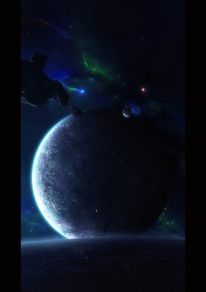 Anime picture 1562x2215 with original abikk tall image light no people space star (stars) planet
