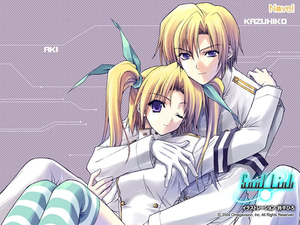 Anime picture 1024x768 with soul link nitta aki suzuhira hiro long hair blue eyes blonde hair twintails wallpaper incest nitta kazuhiko