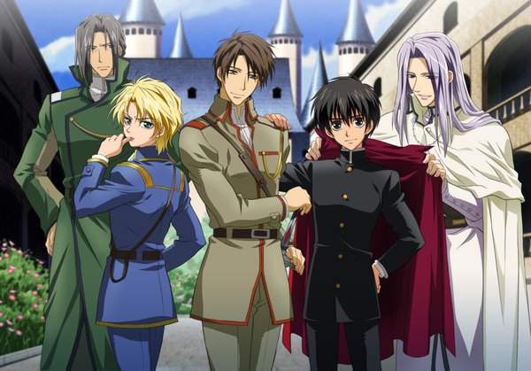 Anime picture 6879x4812 with kyou kara maou studio deen shibuya yuri wolfram von bielefeld conrad weller gwendal von voltaire gunter von christ highres absurdres group boy uniform military uniform