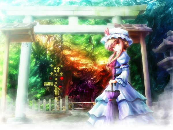 Anime picture 1024x768 with touhou yakumo yukari akashio (loli ace) wallpaper girl