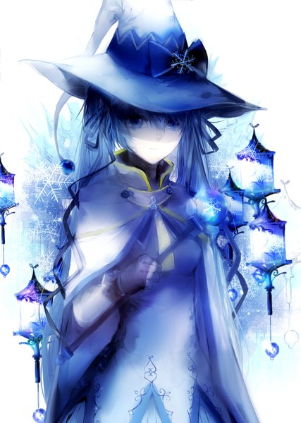 Anime picture 1240x1744 with vocaloid suki! yuki! maji magic (vocaloid) hatsune miku yuki miku yuki miku (2014) sa'yuki single long hair tall image breasts blue eyes standing twintails holding blue hair girl gloves bow ribbon (ribbons) hair ribbon