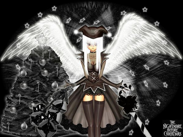 Anime picture 1024x768 with mabinogi succubus (mabinogi) cherryblossom006 eeenseok single long hair looking at viewer red eyes white hair black background demon girl third-party edit white wings hair over eyes girl thighhighs gloves black thighhighs wings black gloves