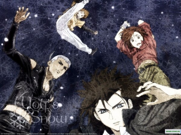 Anime picture 1240x930 with wolfs rain studio bones kiba hige tsume toboe