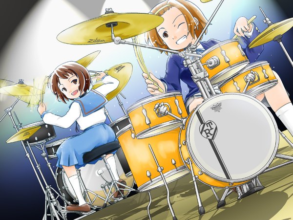 Anime picture 1400x1050 with k-on! suzumiya haruhi no yuutsu kyoto animation tainaka ritsu girl drum set