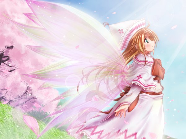 Anime picture 1600x1200 with touhou lily white scarlet (studioscr) girl petals wings