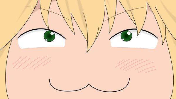 Anime picture 5333x3000 with hatsukoi limited j.c. staff arihara ayumi single blush fringe highres blonde hair hair between eyes wide image green eyes looking up close-up vector :3 girl