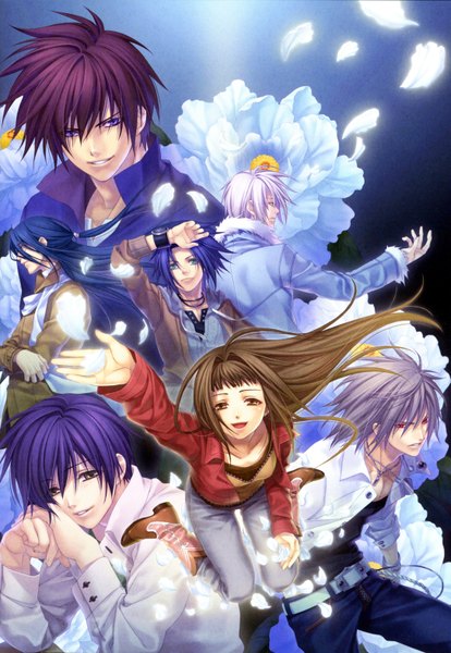 Anime picture 4340x6287 with hiiro no kakera yuuichi komura kasuga tamaki onizaki takuma mahiro atori inukai shinji kutani ryou suguru oomi yone kazuki long hair tall image highres short hair open mouth blue eyes black hair blonde hair red eyes brown hair purple eyes