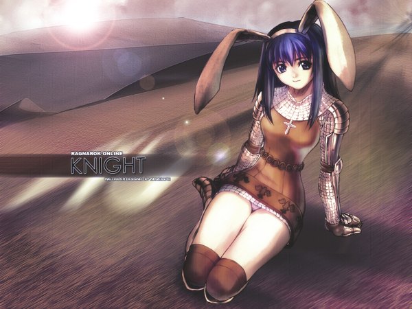 Anime picture 1280x960 with ragnarok online tony taka bunny girl pantyshot sitting knight girl