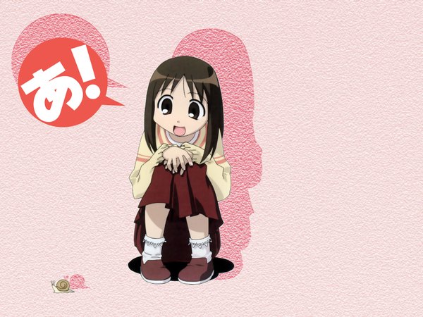 Anime picture 1600x1200 with azumanga daioh j.c. staff kasuga ayumu pink background girl snail