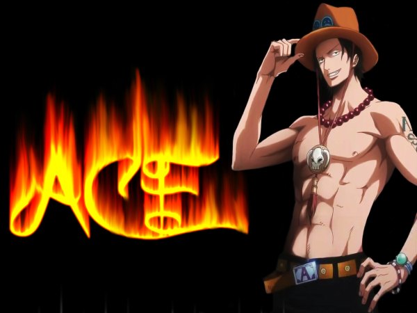 Anime picture 1200x900 with one piece toei animation portgas d. ace single short hair black hair black eyes inscription tattoo topless boy hat belt necklace fire