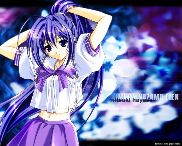 Anime picture 1280x1024 with kimi ga nozomu eien hayase mitsuki suzuhira hiro purple background tagme