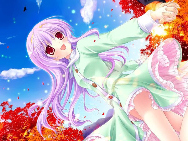 Anime picture 1600x1200 with canvas (anime) yamabuki renge (canvas) long hair blush red eyes purple hair dress