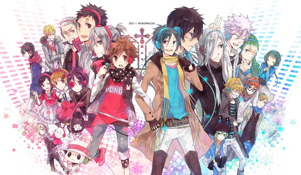 Anime picture 1900x1108 with katekyou hitman reborn sawada tsunayoshi hibari kyouya rokudo mukuro gokudera hayato chrome dokuro yamamoto takeshi superbi squalo reborn dino cavallone belphegor (khr) byakuran hibird fran (khr) miura haru uni (khr) sasagawa kyoko long hair highres short hair