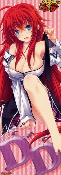 Anime picture 1684x4800 with highschool dxd rias gremory miyama zero long hair tall image looking at viewer breasts open mouth blue eyes light erotic large breasts red hair official art girl