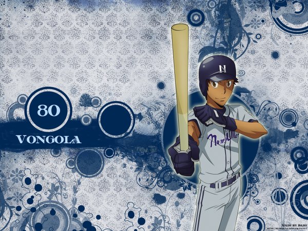 Anime picture 1600x1200 with katekyou hitman reborn yamamoto takeshi single looking at viewer standing wallpaper boy gloves baseball bat baseball uniform baseball helmet