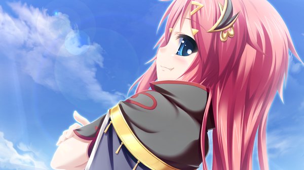 Anime picture 1024x576 with kamidori alchemy meister long hair blue eyes wide image pink hair game cg loli girl