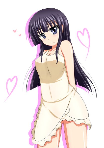 Anime picture 1400x2000 with working!! a-1 pictures yamada aoi tom-ani (artist) single long hair tall image blue eyes black hair naked apron girl