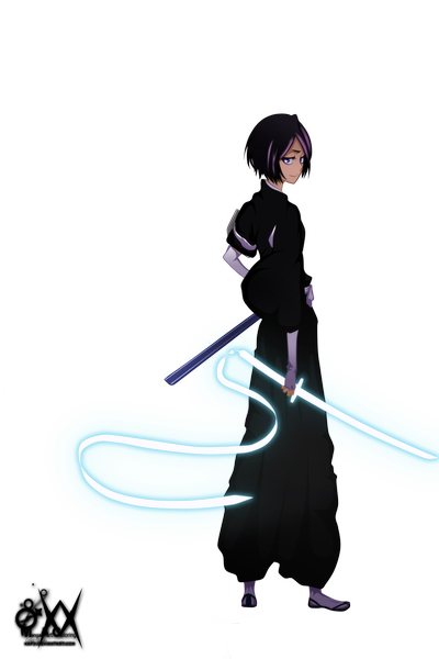Anime picture 1933x2899 with bleach studio pierrot kuchiki rukia aconst single tall image highres short hair smile purple eyes purple hair japanese clothes looking back coloring transparent background girl weapon sword belt kimono