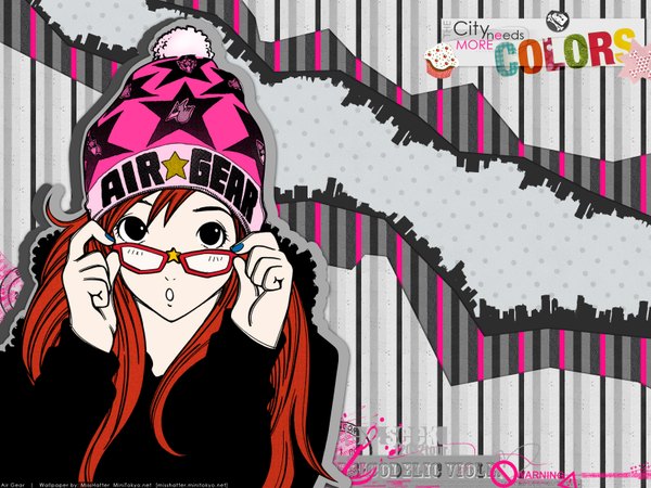 Anime picture 1600x1200 with air gear toei animation noyamano ringo long hair orange hair girl hat glasses