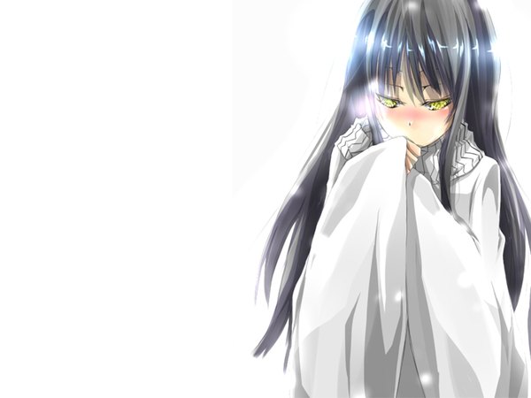 Anime picture 1680x1260 with nurarihyon no mago yuki onna (nurarihyon no mago) single long hair blush simple background white background yellow eyes black eyes girl