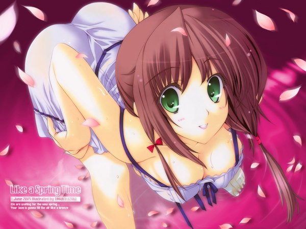 Anime picture 1422x1067 with light erotic cherry blossoms spring tagme