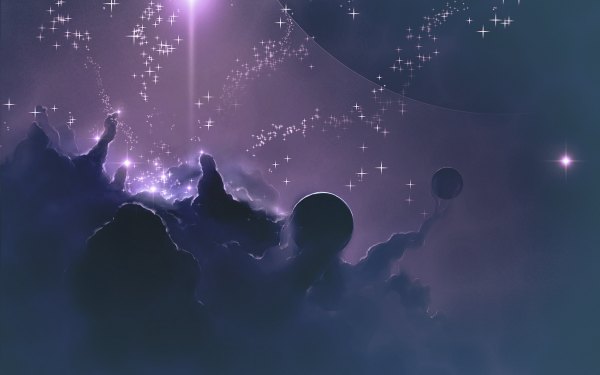 Anime picture 1200x750 with original mary (pixiv) wide image space fog star (stars) planet
