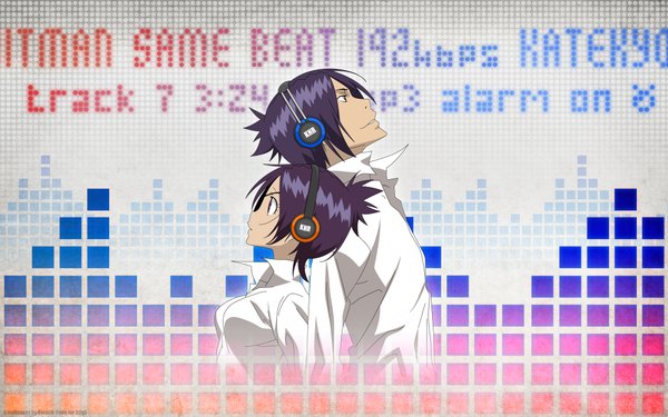 Anime picture 1920x1200 with katekyou hitman reborn rokudo mukuro chrome dokuro highres short hair wide image purple hair headphones