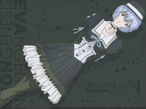Anime picture 1600x1200 with neon genesis evangelion gainax ayanami rei fukano youichi single gothic girl