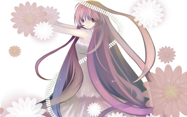 Anime picture 1920x1200 with vocaloid megurine luka long hair highres wide image pink hair girl flower (flowers)