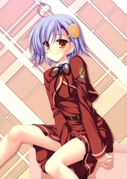 Anime picture 2840x4000 with canvas 3 valentine pink nagahashi ryou single tall image highres short hair smile blue hair absurdres orange eyes girl uniform school uniform