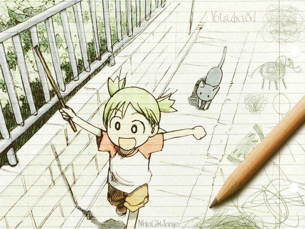 Anime picture 1600x1200 with yotsubato koiwai yotsuba tagme