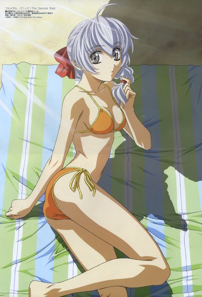 Anime picture 2305x3387 with full metal panic! gonzo teletha testarossa horiuchi osamu tall image highres light erotic scan crease fixme swimsuit bikini