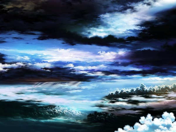 Anime picture 2000x1500 with iy (tsujiki) highres sky cloud (clouds) night sky landscape scenic star (stars)
