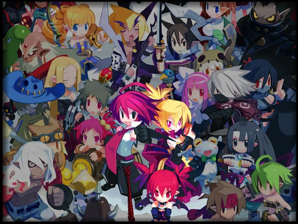 Anime picture 1024x768 with disgaea makai senki disgaea 2 nippon ichi etna (disgaea) rozalin adell hanako yukimaru taro (disgaea) tink harada takehito chibi