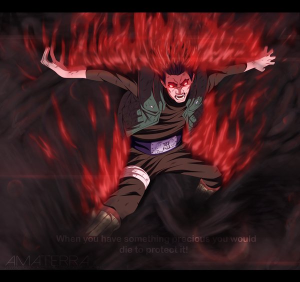 Anime picture 2400x2257 with naruto studio pierrot naruto (series) might guy amaterra single highres short hair open mouth black hair red eyes inscription coloring magic glowing spread arms angry screaming boy vest