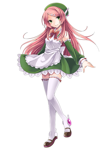 Anime picture 1239x1753 with utau toudou charo single long hair tall image looking at viewer green eyes pink hair transparent background girl thighhighs dress detached sleeves white thighhighs