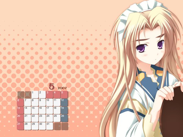 Anime picture 1600x1200 with purple software waitress wa maid calendar 2007 calendar