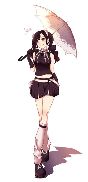 Anime picture 850x1750 with rwby rooster teeth neopolitan (rwby) neko punch single long hair tall image looking at viewer blush fringe black hair simple background smile hair between eyes standing white background twintails holding brown eyes full body
