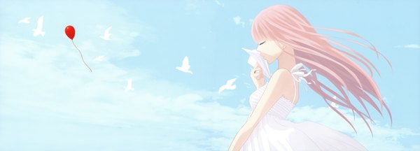 Anime picture 8064x2909 with vocaloid just be friends (vocaloid) megurine luka yunomi (yunomi imonuy) single highres wide image absurdres girl dress