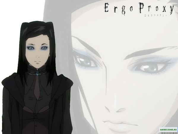 Anime picture 1024x768 with ergo proxy re-l mayer long hair blue eyes black hair white background