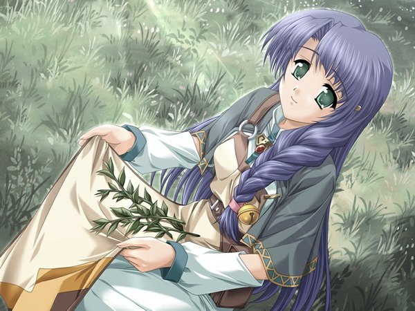 Anime picture 1024x768 with aka (game) blue eyes green eyes game cg girl