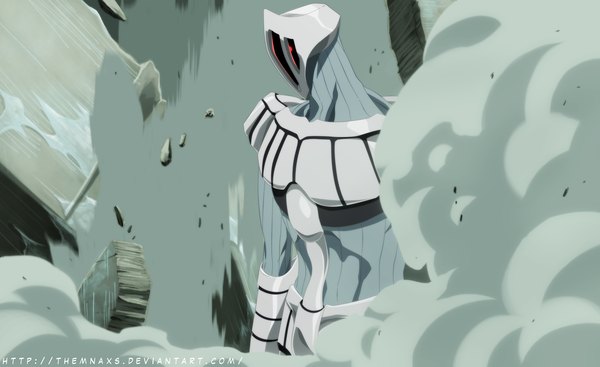 Anime picture 3000x1838 with bleach studio pierrot stern ritter themnaxs single highres wide image coloring smoke boy armor mask stone (stones) debris