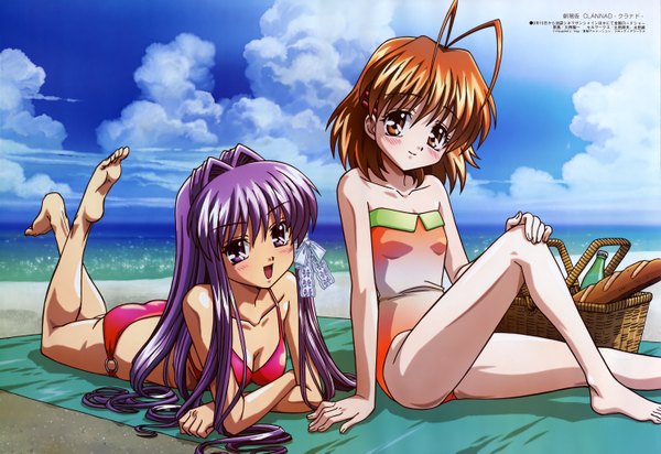 Anime picture 5933x4075 with clannad key (studio) furukawa nagisa fujibayashi kyou highres swimsuit