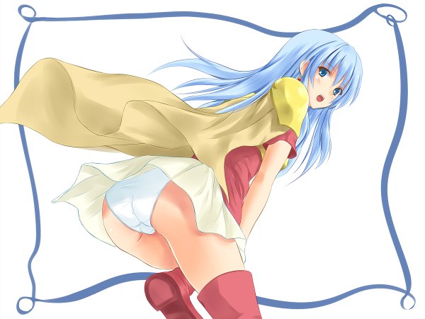 Anime picture 1200x900 with fire emblem fire emblem: the sacred stones eirika konimaru long hair open mouth blue eyes light erotic blue hair girl underwear panties earrings