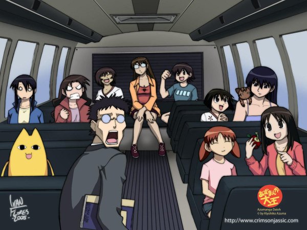 Anime picture 1280x960 with azumanga daioh j.c. staff kasuga ayumu mihama chiyo takino tomo sakaki kagura (azumanga) mizuhara koyomi tanizaki yukari aida kaori kurosawa minamo chiyo father kimura group girl