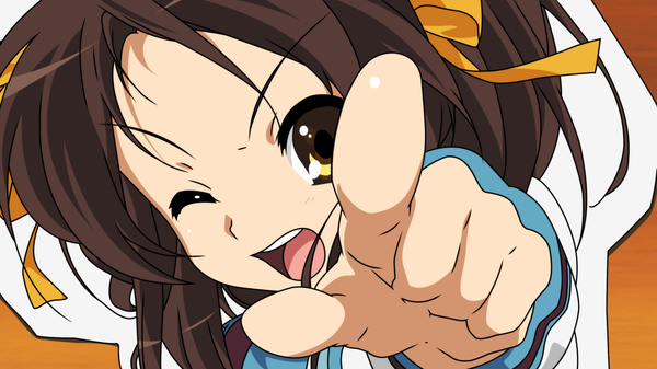 Anime picture 1920x1080 with suzumiya haruhi no yuutsu kyoto animation suzumiya haruhi highres wide image vector girl