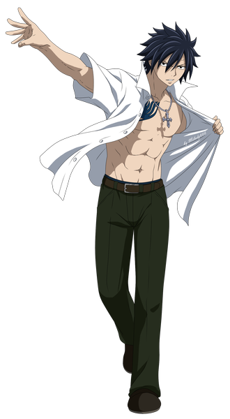 Anime picture 1280x2324 with fairy tail gray fullbuster milady666 single tall image short hair black hair black eyes open clothes tattoo open shirt transparent background muscle boy pants cross