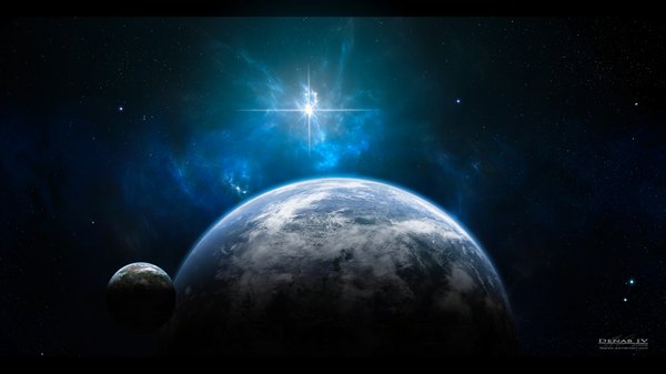 Anime picture 1920x1080 with original tsarye highres wide image inscription wallpaper light no people scenic space star (stars) planet